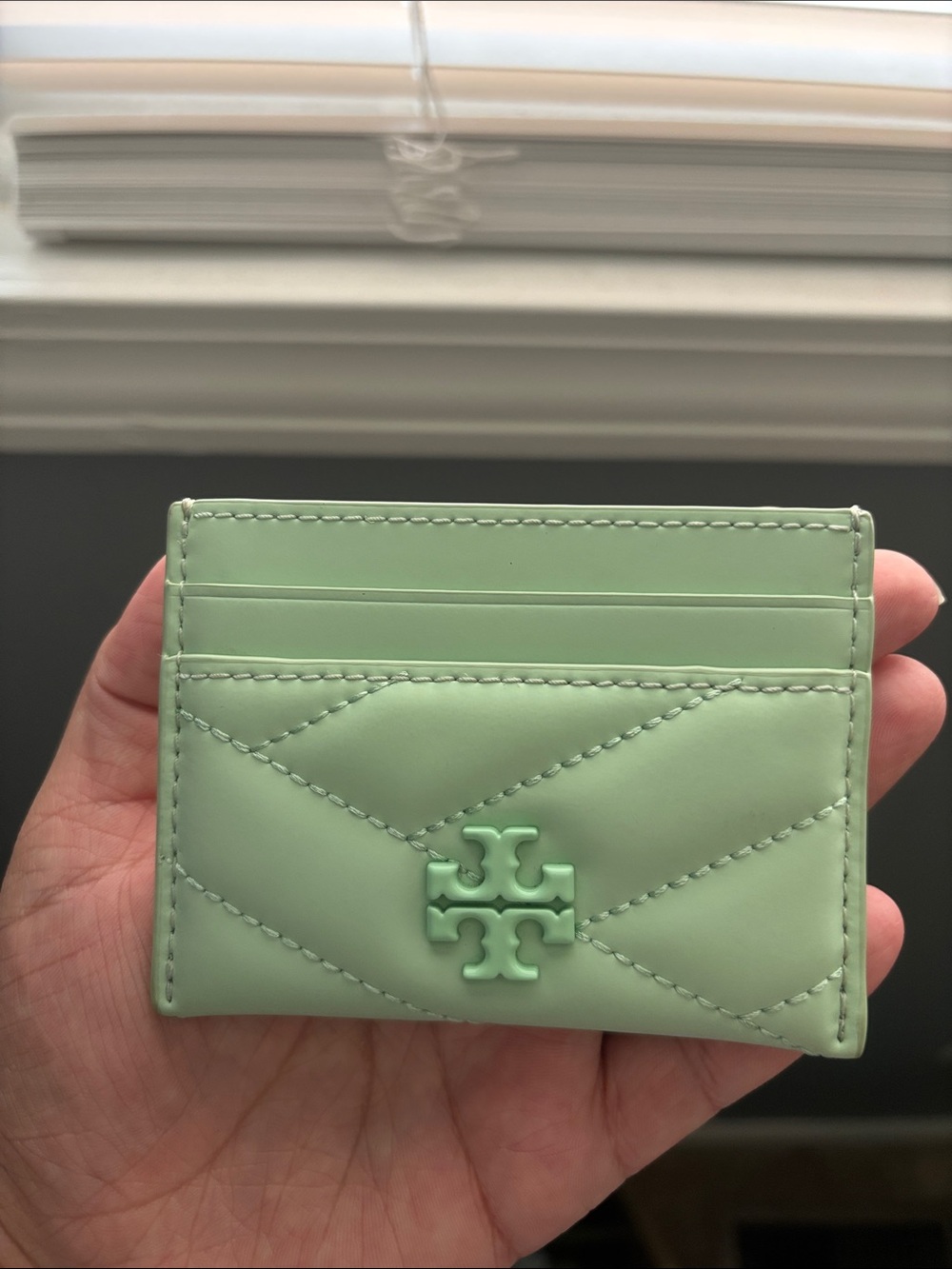 Tory Burch Pastel Mint Chevron Card Holder - Picture 3 of 7